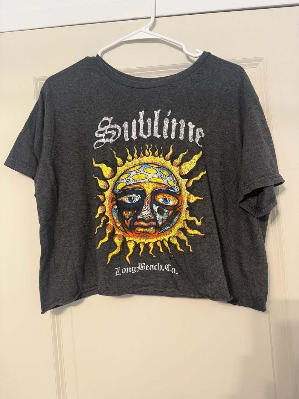 Sublime Long Beach Sun Graphic Band Crop T-Shirt, Gray, Size 2XL